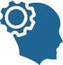 Icon of a human head with a cog over it