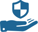 Icon of a hand with a shield in the palm